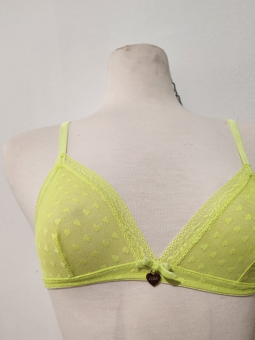 Juicy Couture Neon Lime Lace Triangle Bralette